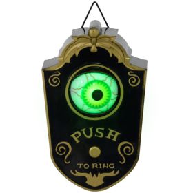 HOMCOM 7.1 Halloween Decoration, Animatronic Doorbell With Simulation Light-up Eyeball, Sound And Motion Activated Animated Prop W  Piercing Doorbell
