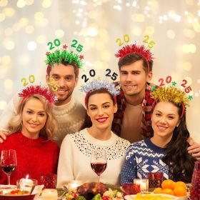 5 Packs Christmas Headbands 2025 New Year Hairband Xmas Glitter Hair HoopTinsel Hair Accessories For Christmas New Year Party Celebration Headdress De