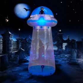 8.8 FT Halloween Inflatable UFO Yard Decoration, Fun Tall Blow Up Yard Decor With Built-in LED Lights And Stand Inside Design For Holiday Party Yard L