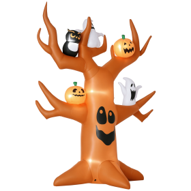 9ft Inflatable Halloween Haunted Tree With Pumpkins, Ghosts And Cat, Blow-Up Outdoor LED Yard Display For Garden, Lawn, Party, Holiday