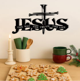 Jesus Cross Metal Wall Art  The Way, The Truth, The Life Sign Christian Home Decor For Bedroom, Living Room, Bathroom & Kitchen  Rustproof, Waterproof