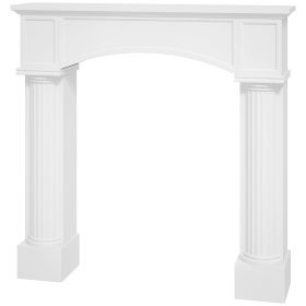 Modern Fireplace Mantel, Freestanding Fireplace Surround For Electric Fireplaces, 43.3 W X 39.8 H, White