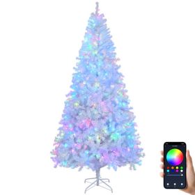 8 FT Pre-lit Artificial Christmas Tree, APP Controlled Xmas Tree Hinged Branches With 500 RGB Lights And 1500 Branch Tips, For Holiday Party Store Off