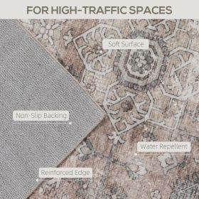 8x10 Area Rug, Vintage Machine Washable Rug, Non-Slip Floor Carpet For Living Room, Bedroom, Dining Room,brown