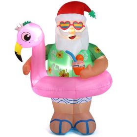 5.9 FT Lighted Christmas Inflatable Decoration, Inflatable Hawaii Santa Claus Outdoor Decoration, Funny Blow Up Yard Decorations With Built-in LED Lig