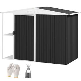8 X 4ft Outdoor Garden Shed, Metal Shed With Air Vents And Lock For Backyard, Garden, Patio, Dark Gray