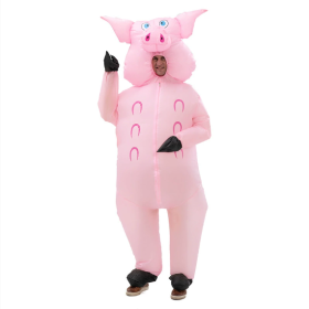Inflatable Pig Costume Full Body Suit Pink Pig Costumes Air Blow Up Suit Party Dress Halloween And Christmas Cosplay-Only Supports Self-pickup.