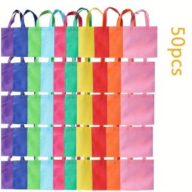 50-pack Reusable Non-woven Gift Bags With Colorful Handles And Non-slip Folding Design, Perfect For Wedding Party Gifts