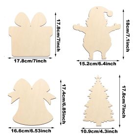 20PCS--40PCS Unfinished Paintable Blank Wooden Christmas Festival Decoration Ornaments 5 Designs Xmas Tree Hanging Wood Slices DIY Art Crafts For Chri