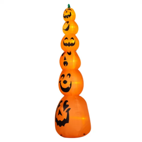 9FT Halloween Inflatable Stacked Pumpkins, Blow Up 6 Pumpkins Inflatable With Built-in LED Lights Outdoor Decorations Large Party Yard Decoration