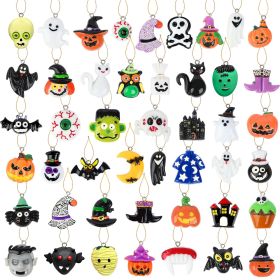 36PCS Mini Resin Halloween Ornaments - Tiny Hanging Decorations For Tree, Miniatures Figurines Charms With String, Resin Pendants For Party Decor, Sma