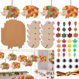 8 Pcs Fall Hedgehog Craft Kits Fall Leafy Hedgehog Ornaments Decorations Art Sets With Maple Leaves Wiggle Eyes For Thanksgiving Party Art Activities