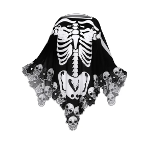 Halloween Skeleton Poncho Skull Bones Lace Skeleton Cape Shawl Halloween Costume Day Of The Dead Poncho For Halloween Horror Theme Trick Or Treat Birt