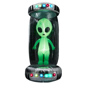 8.2FT Tall Halloween Inflatable Outdoor Decoration, Blow Up UFO With Alien Halloween Decor With Animated RGB LEDs, Prelit Blow Up Yard Decor For Hallo