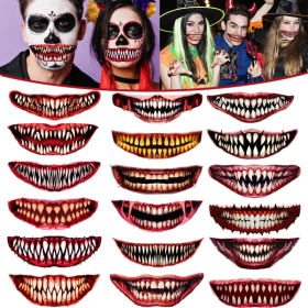 18 Sheets Halloween Temporary Tattoo Stickers 18 Styles Realistic Face Tattoo Face Stick Horror Prank Props Make Up Face Decals Cosplay Decor For Hall