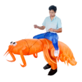 Inflatable Costume Orange Shrimp Blow Up Costume Fancy Dress Halloween Jumpsuit Cosplay Outfit-Only Supports Self-pickup.