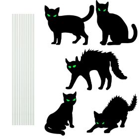 6Pcs Skull Or 6Pcs Tomb Or 5Pcs Black Cat Halloween Yard Sign Decorations  Glow In The Dark For Haunted House Garden Yard And Scary Theme Party (Option: Black Cat)