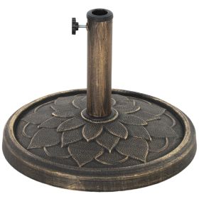 Round Patio Umbrella Base, 26 Lbs Resin Umbrella Stand Base, Heavy Duty Patio Umbrella Holder For 1.31.51.9 Umbrella Poles For Outdoor, Lawn, Poolside (Option: Bronze)