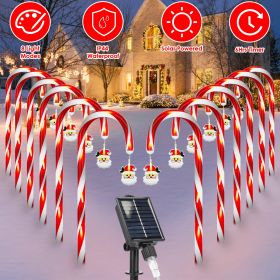 1Set Solar Christmas Candy Cane Lights With 12 Candies 72LEDs Outdoor Christmas Decorations IP44 Waterproof Flickering Pathway Markers String Lights W (Option: Santa)