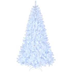 FCH 7ft 1346 Branches Automatic Tree Structure PVC Material 500 Lights Cool Color 8 Modes Christmas Tree White (Option: Default title)