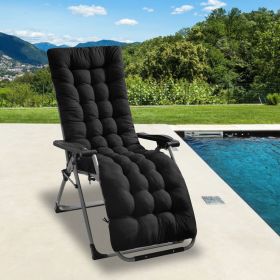 67x22in OR 71x22in Size Options Chaise Lounger Cushion Recliner Rocking Chair Sofa Mat Deck Chair Cushion (Option: 67x22x4in Pro Black)