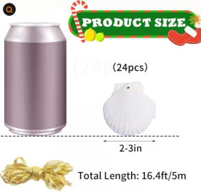 Seashells For Crafting Christmas Ornaments 24pcs 2-3 Inch Hanging Sea Shells Natural White Scallop Shells For Crafts (Option: Natural White Scallop Shells)